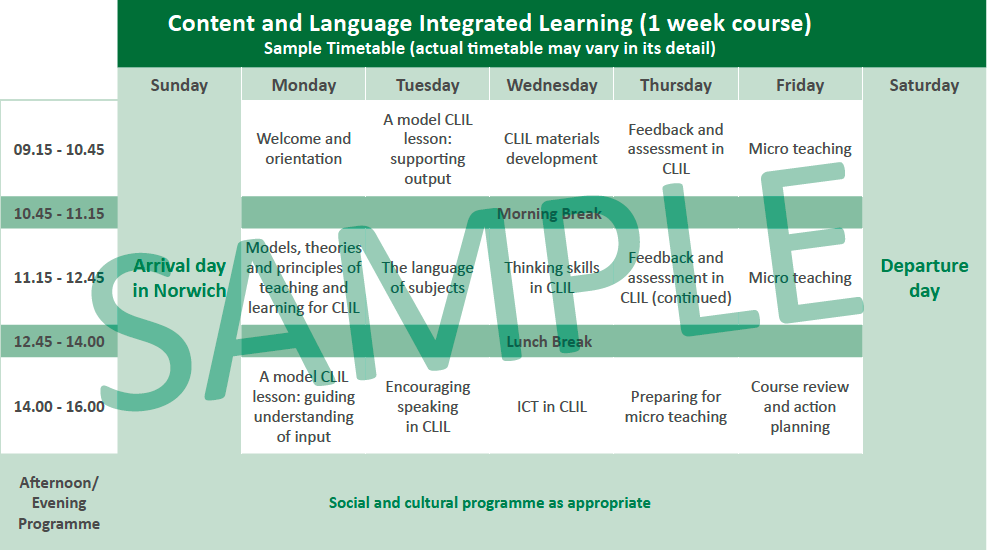 Sample Timetable