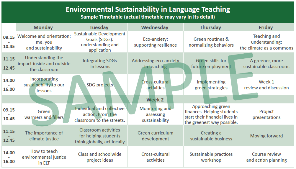 Sample Timetable