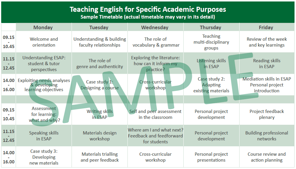 Sample Timetable