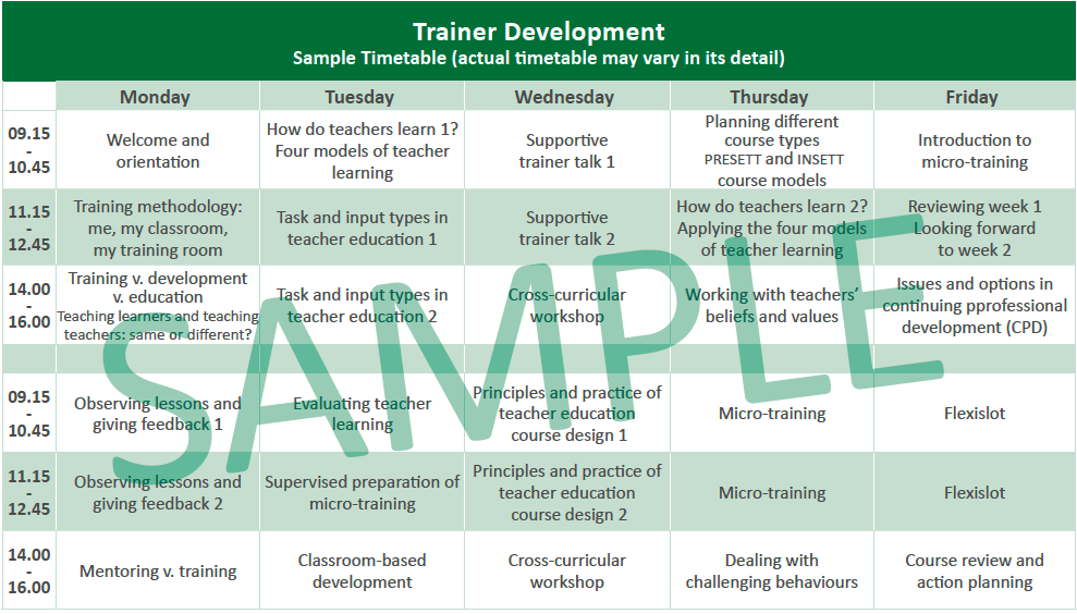 Sample Timetable