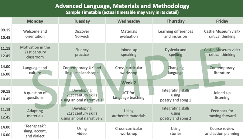 Sample Timetable