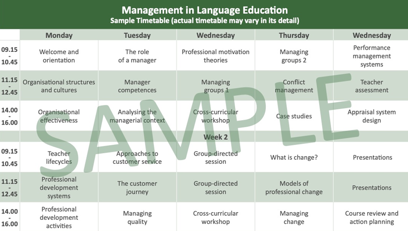 Sample Timetable