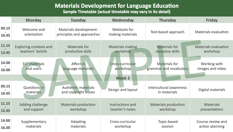 Sample Timetable