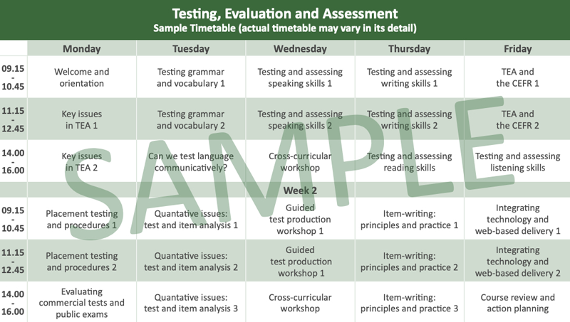 Sample Timetable